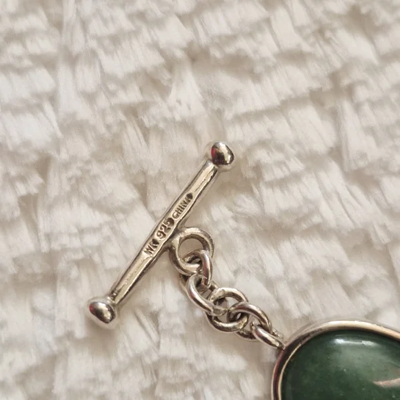 Sterling Silver Floral Jade & Larimar Stone Bracelet - Picture 10 of 10